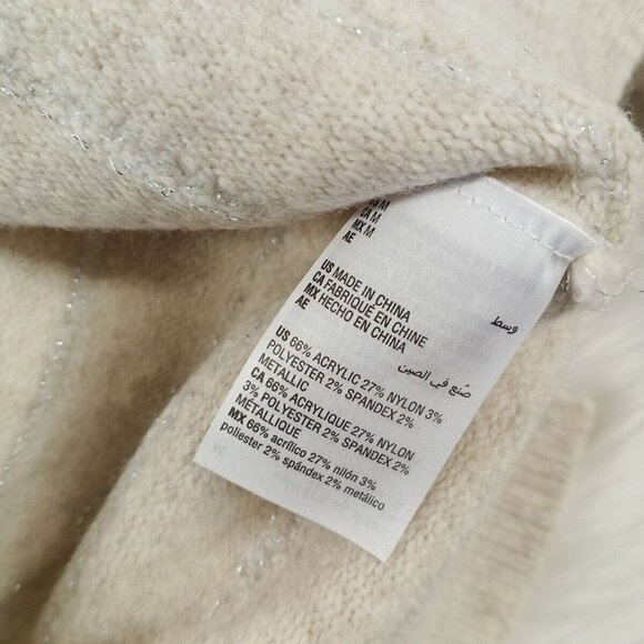 NWOT Style&Co Fall Cozy Cowl Neck Sweater MEDIUM(8-10) Ivory Metallic Stripe - Picture 13 of 13